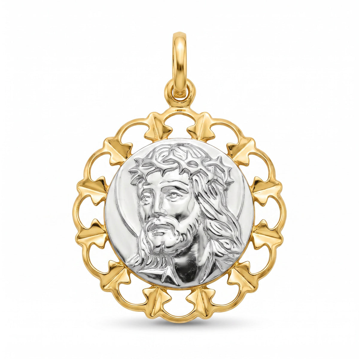 18K Two Tone Gold Jesus Icon Pendant