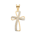 18K Two Tone Gold Cross Pendant