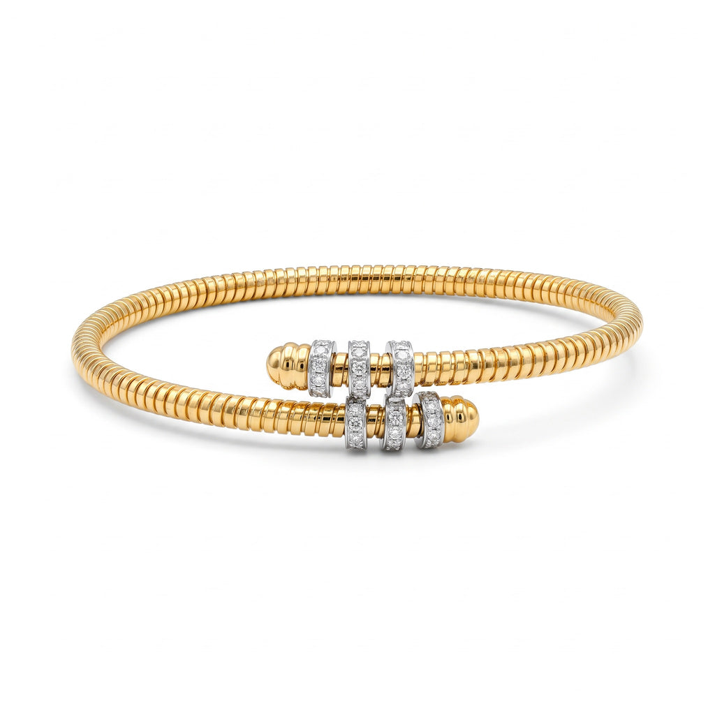 Diamond Two Tone Gold Cuff Bracelet