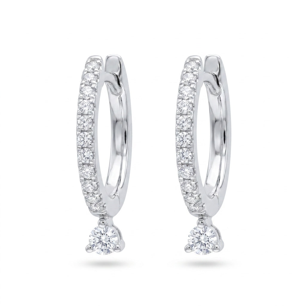 Diamond White Gold Hoop Earrings
