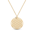18K Yellow Gold Cubic Zirconia Flower Of Life Necklace