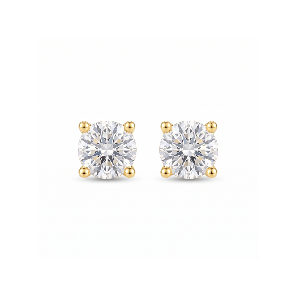 18K Yellow Gold Cubic Zirconia Stud Earring