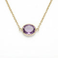 18K Yellow Gold Purple Amethyst Chain Necklace