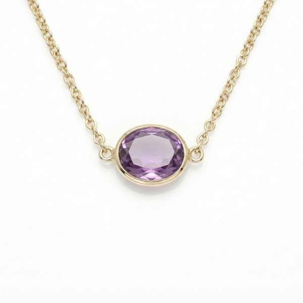 18K Yellow Gold Purple Amethyst Chain Necklace