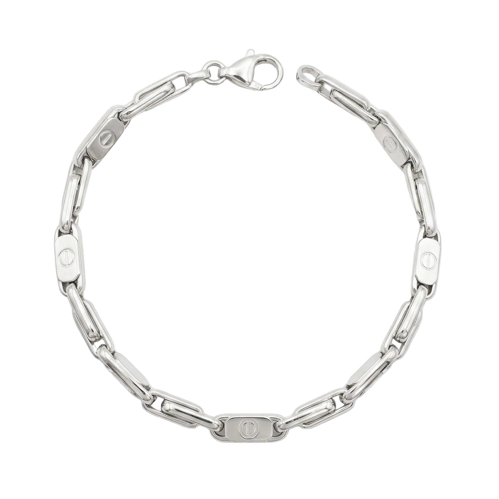 Men 18K White Gold Chain Bracelet