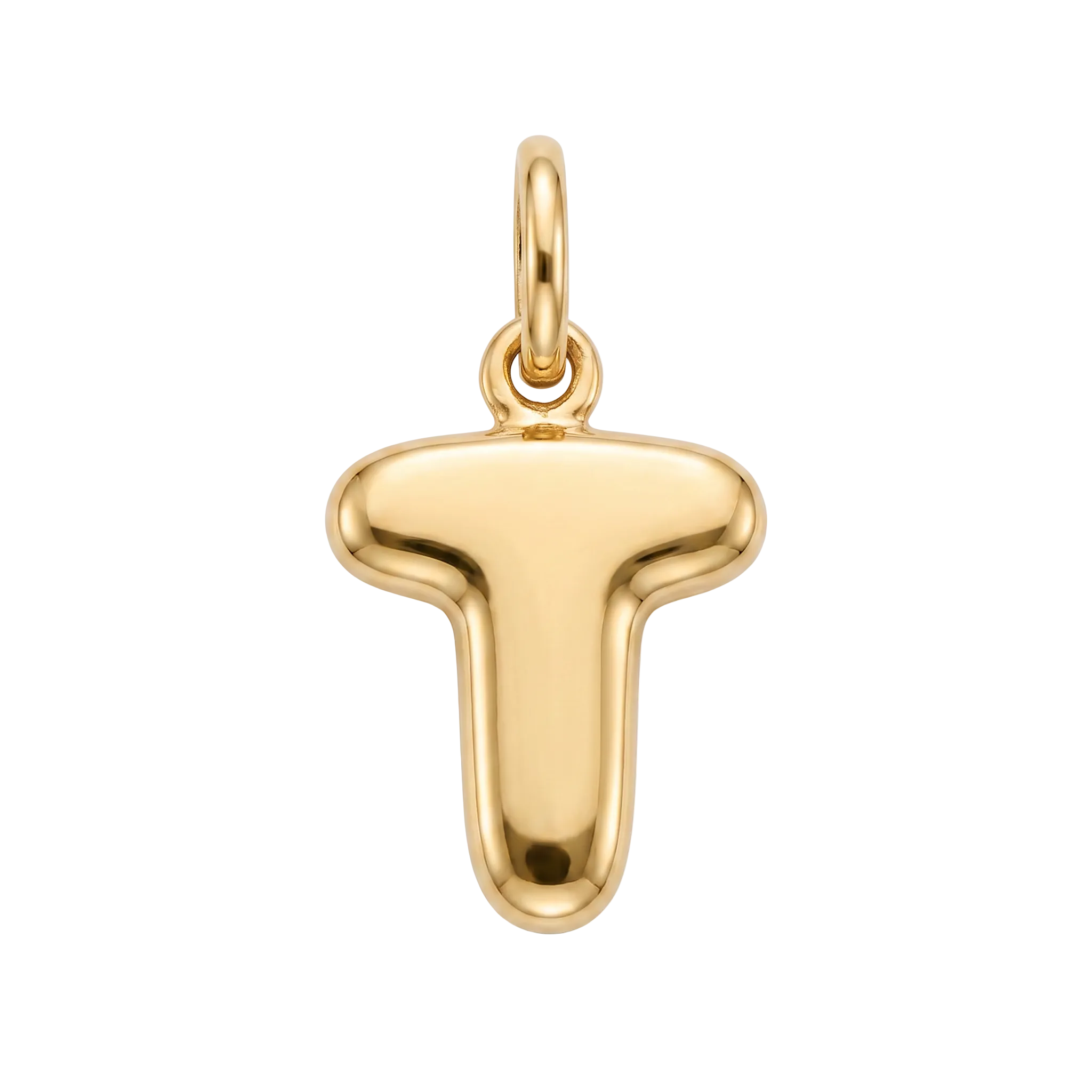 18K Yellow Gold Letter T Pendant