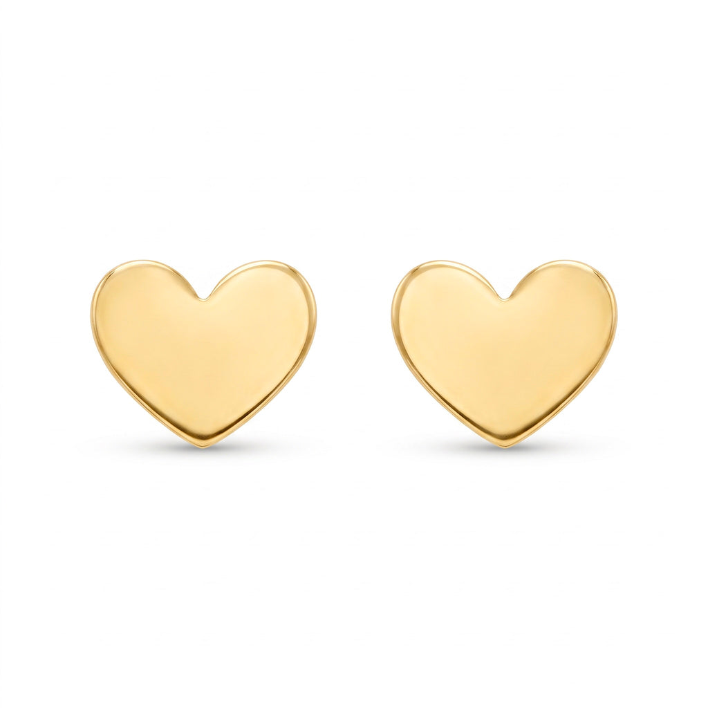 18K Yellow Gold Heart Stud Earring