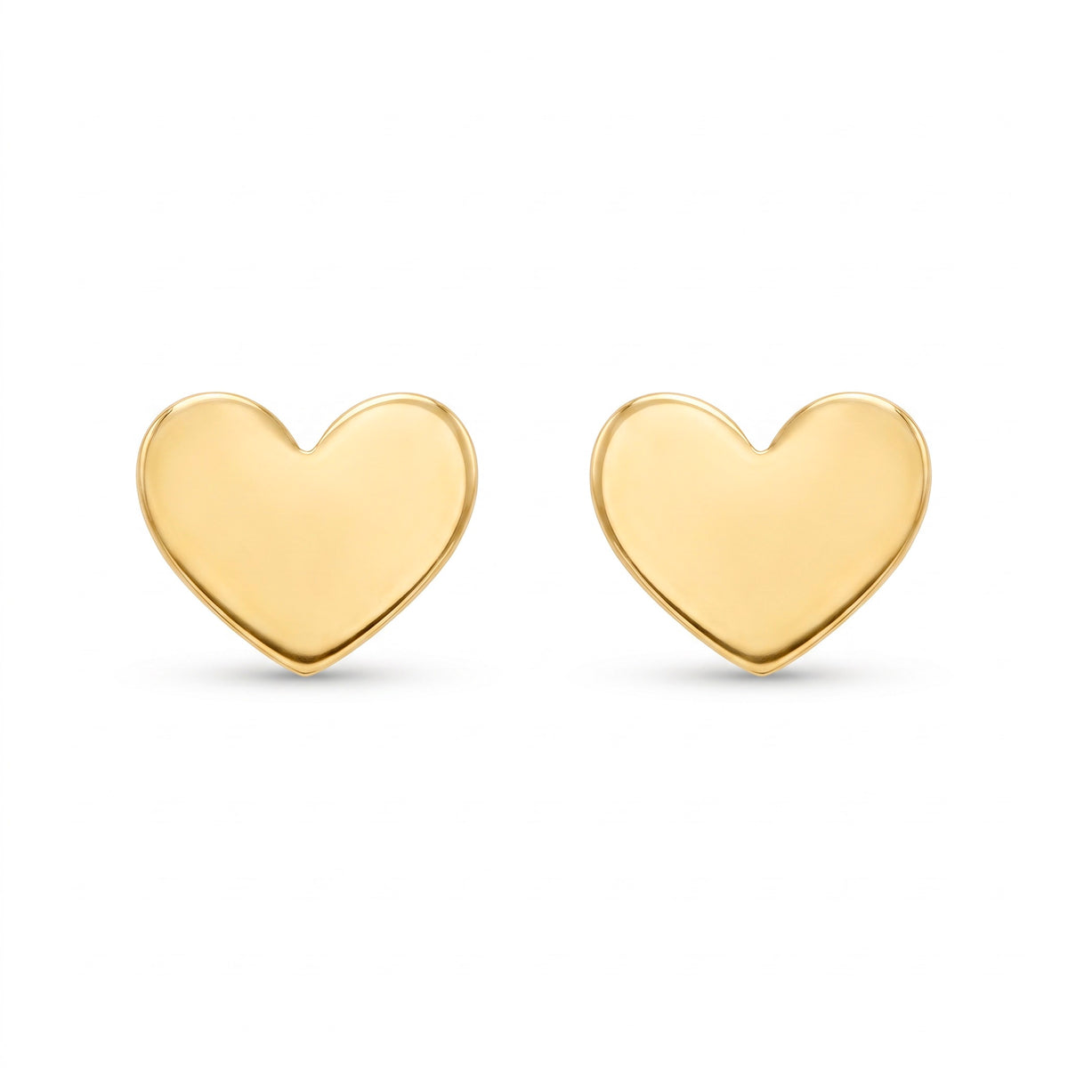 18K Yellow Gold Heart Stud Earring