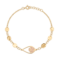 18K Yellow Gold Pink Enamel Motif Baby Bracelet