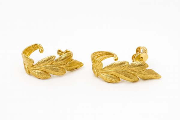 18K Yellow Gold Leaf Earring