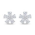 Diamond White Gold Flower Stud Earrings