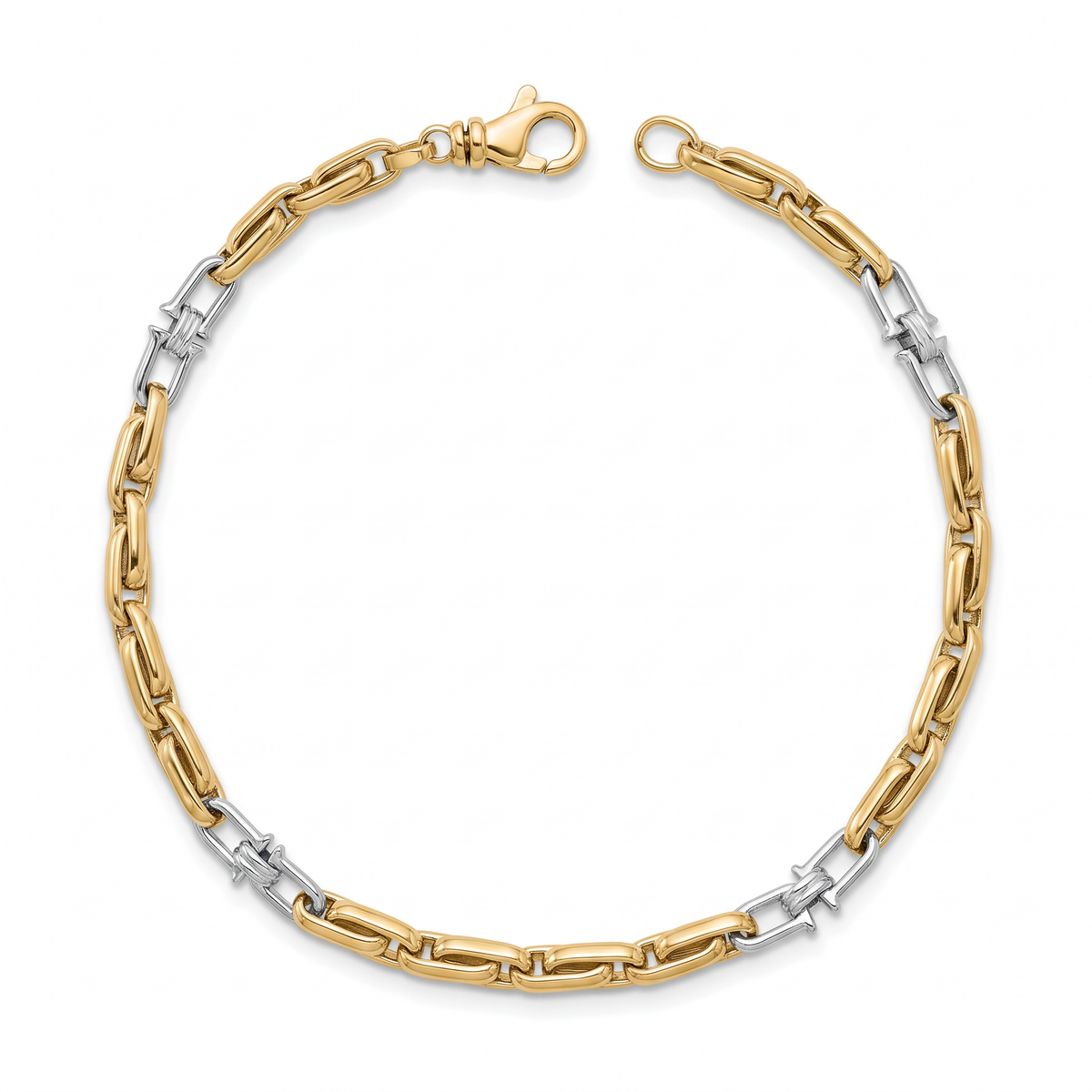 18K Two Tone Gold Men's Chain Bracelet