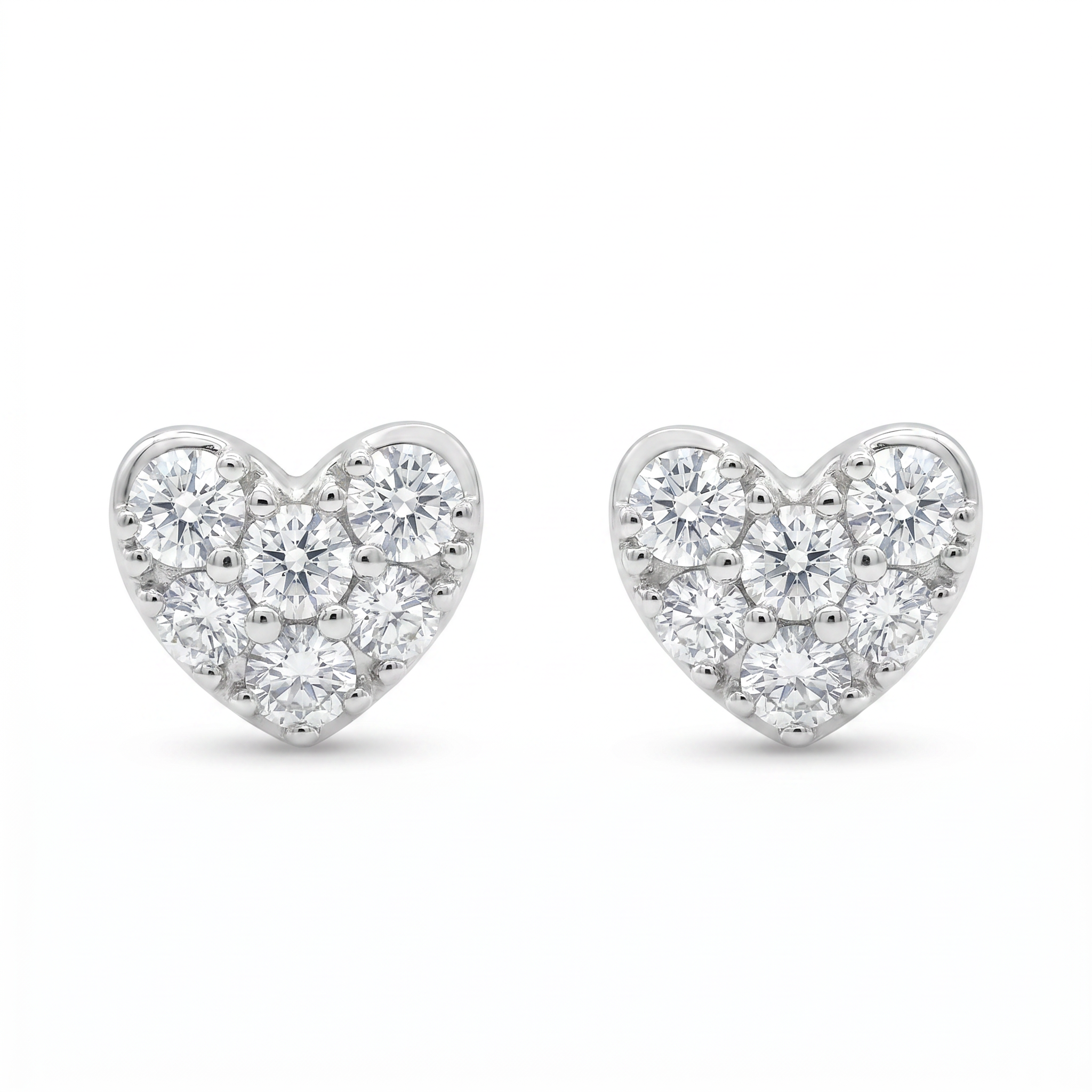 Diamond White Gold Heart Stud Earrings