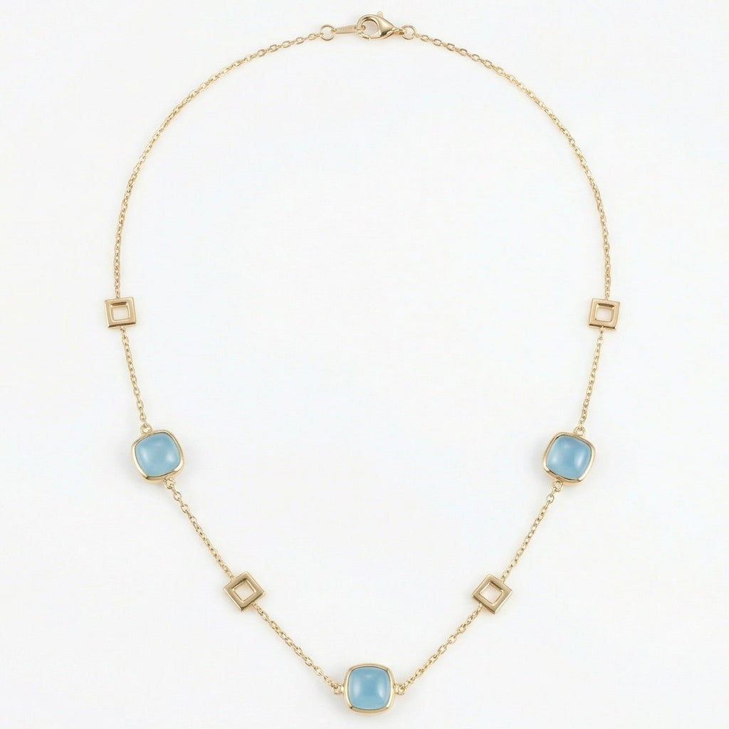 18K Yellow Gold Aquamarine Chain Necklace