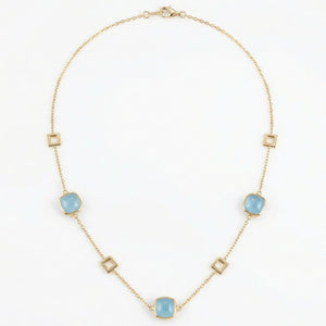 18K Yellow Gold Aquamarine Chain Necklace