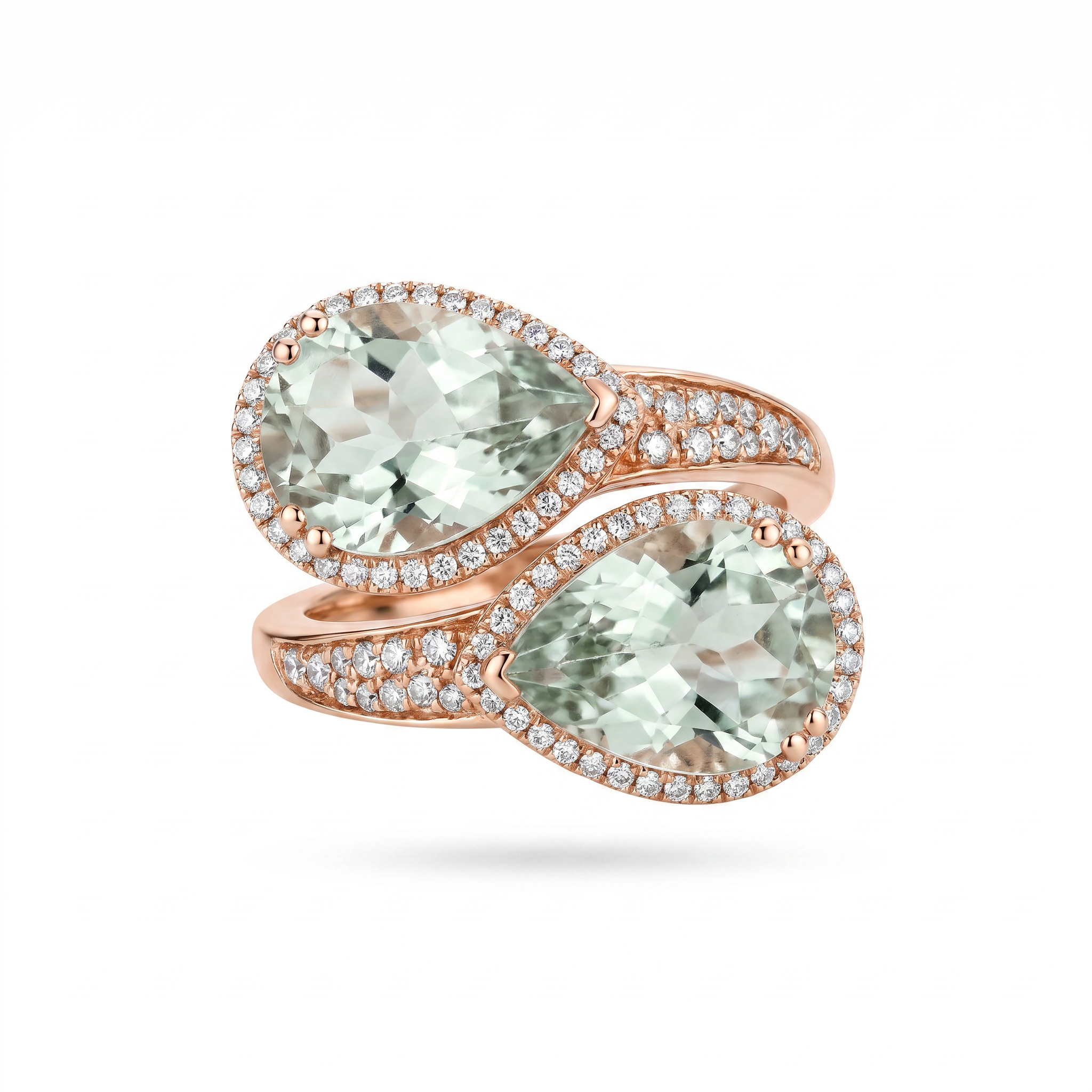 Diamond Rose Gold Prasiolite Ring