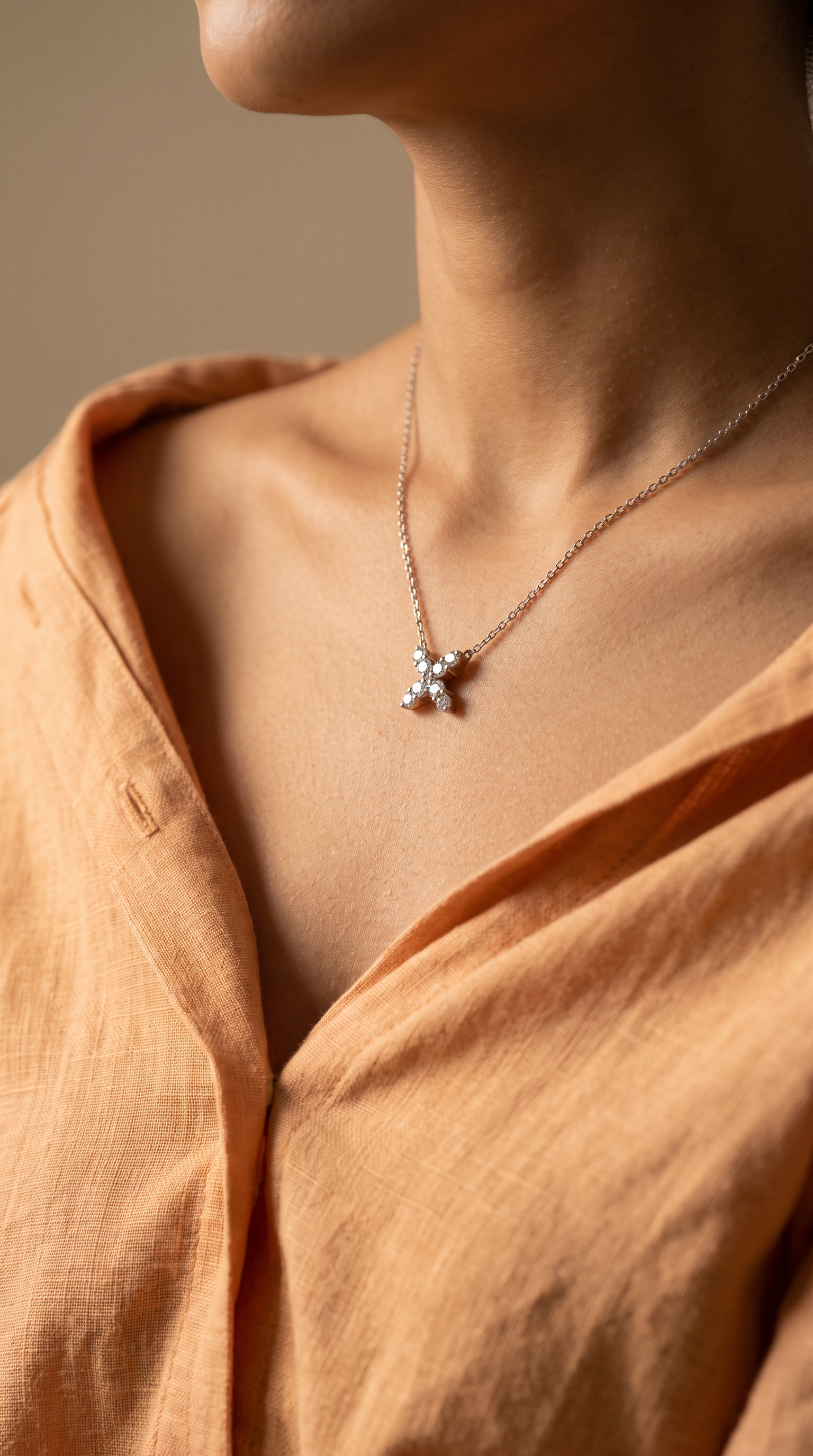 Diamond White Gold Butterfly Wing Chain Necklace