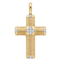 18K Yellow Gold Cubic Zirconia Cross Pendant