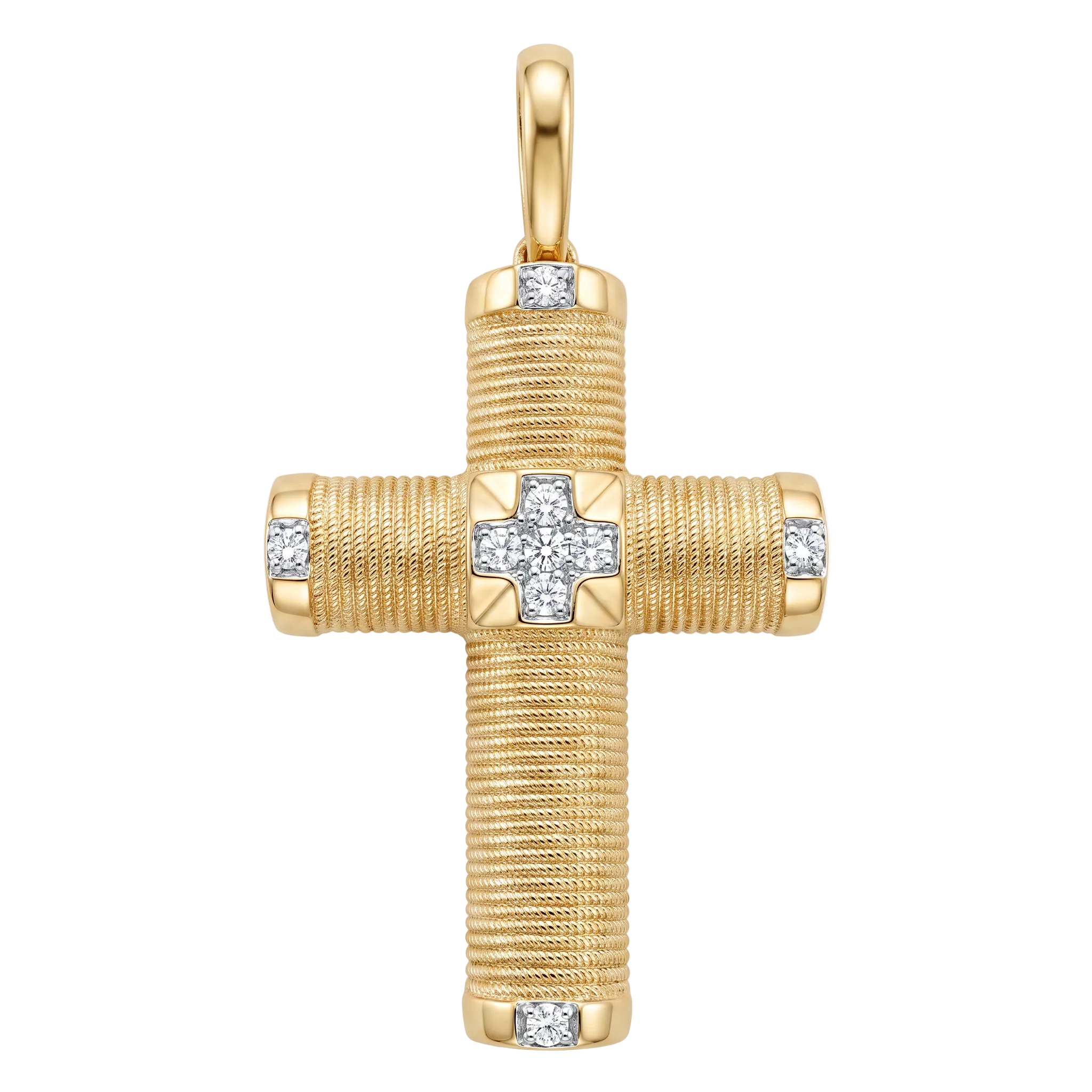 18K Yellow Gold Cubic Zirconia Cross Pendant