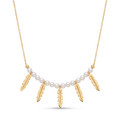 18K Yellow Gold White Pearl Chain Necklace