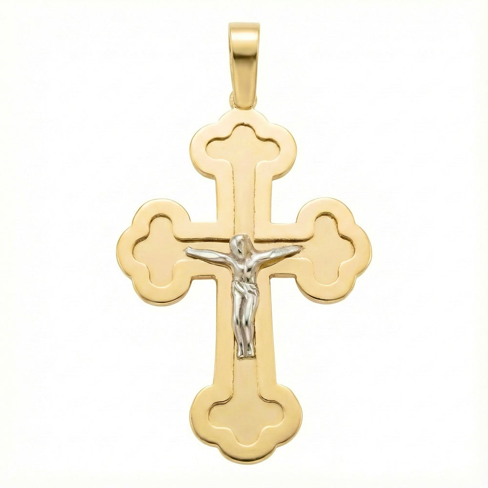 18K Two Tone Gold Crucifix Pendant