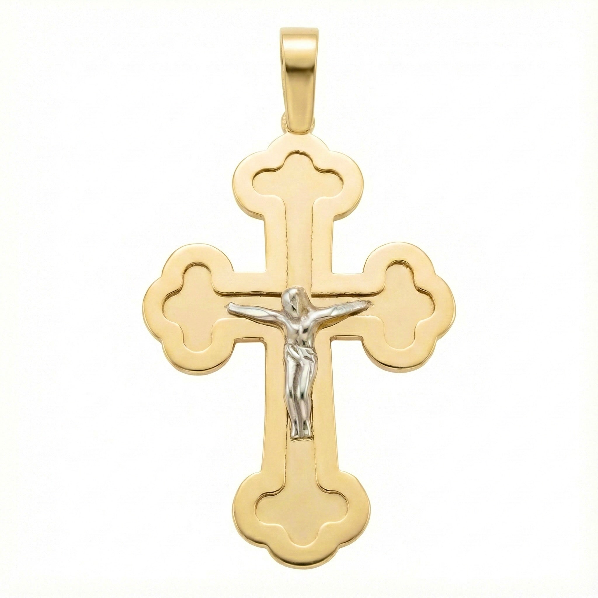 18K Two Tone Gold Crucifix Pendant