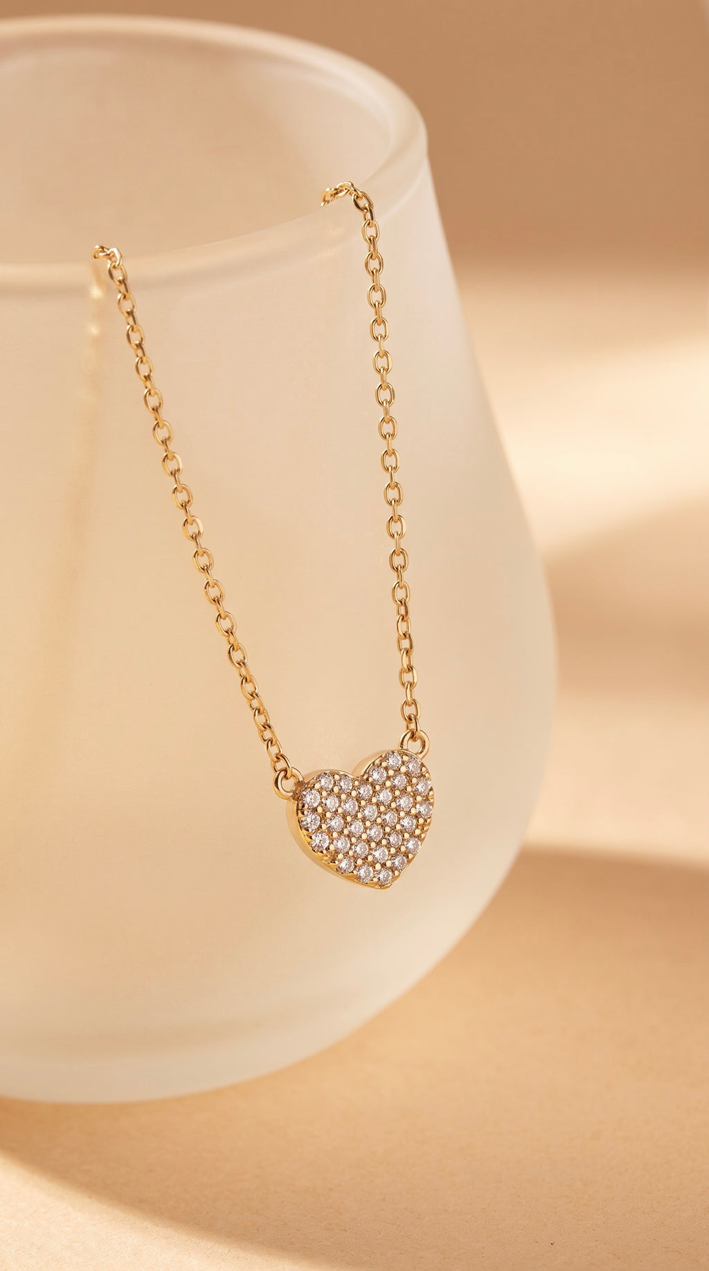 Diamond Yellow Gold Heart Chain Necklace