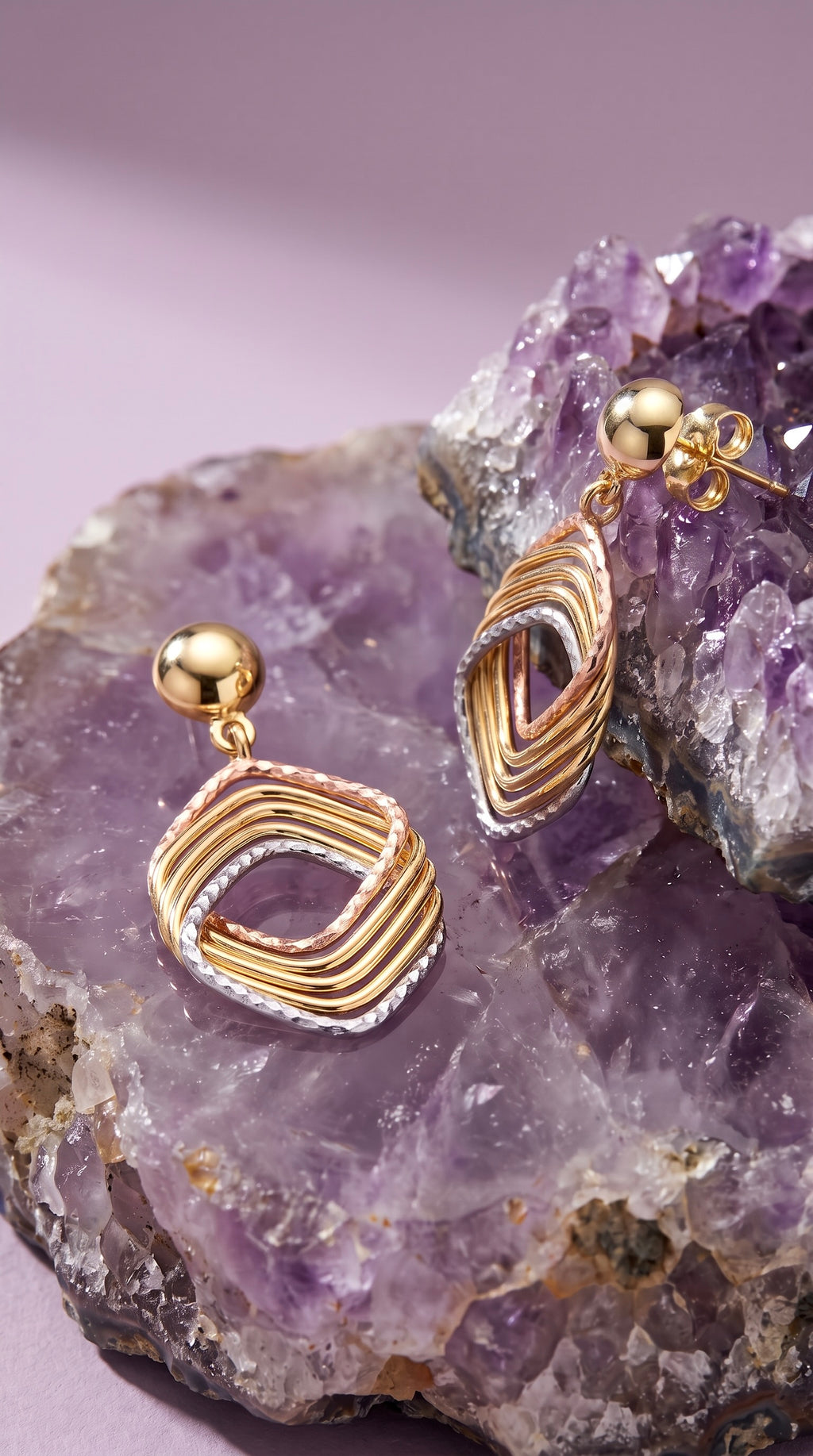 18K Multicolor Gold Dangle Earring