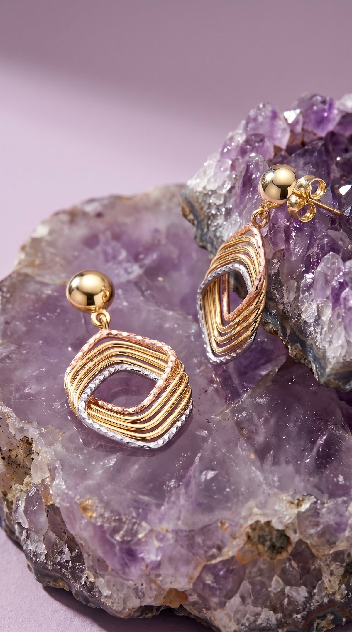 18K Multicolor Gold Dangle Earring