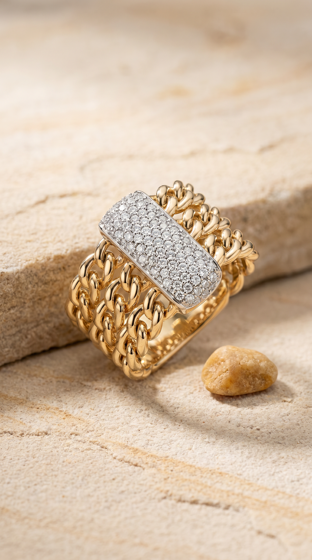 Diamond Two Tone Gold Stack Pave Ring