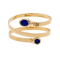 18K Yellow Gold Blue Enamel Bangle Bracelet