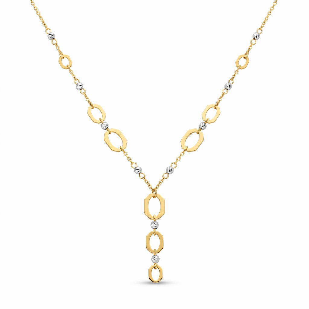 18K Two Tone Gold Hexagon Necklace