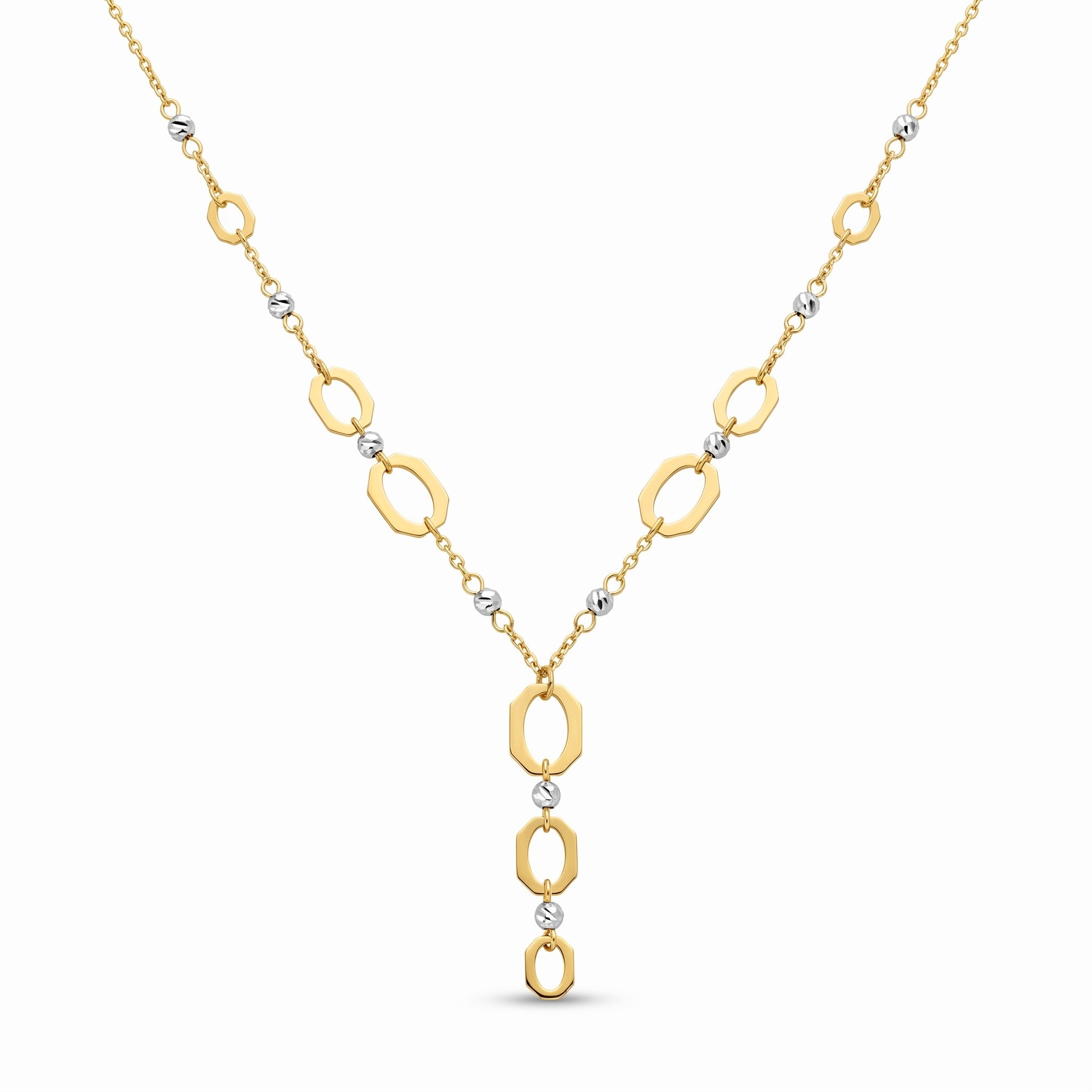 18K Two Tone Gold Hexagon Necklace