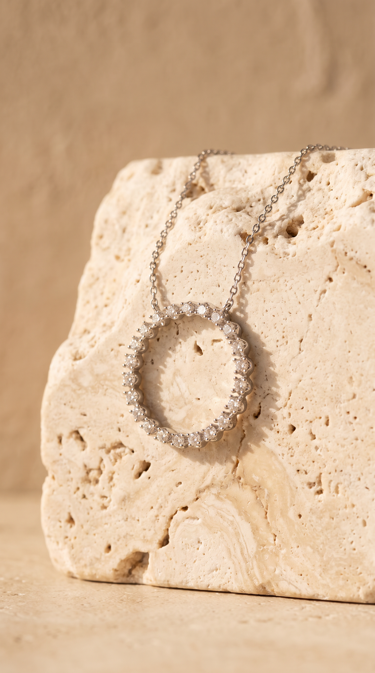 Lab Diamond White Gold Circle Necklace