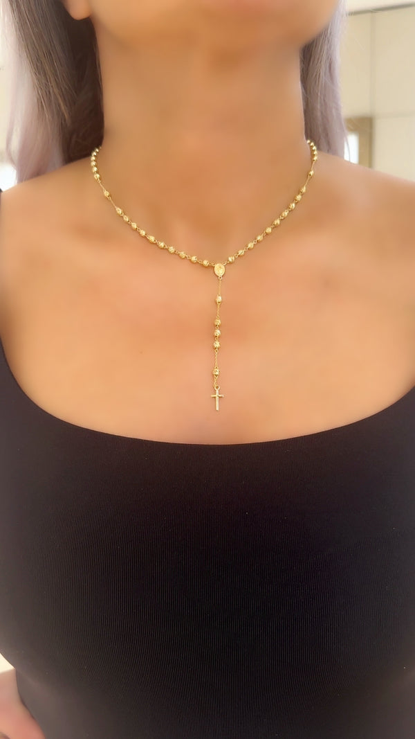18K Gold Rosary Necklace