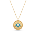 18K Yellow Gold Enamel Evil Eye Necklace