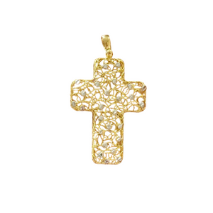 18k Gold Two Tone Cross Pendant