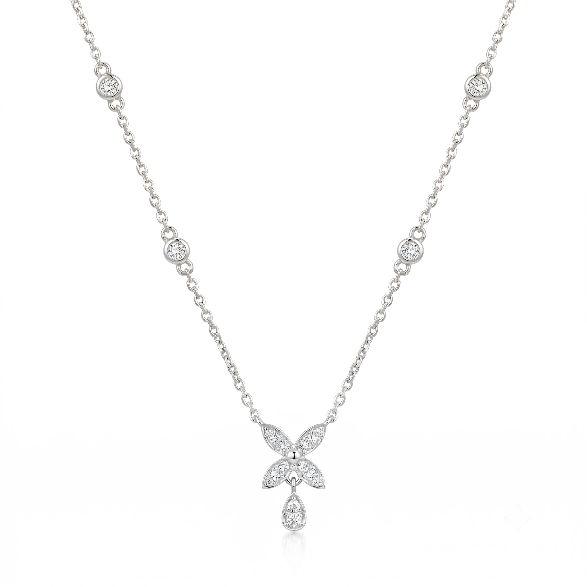 Diamond White Gold Butterfly Necklace