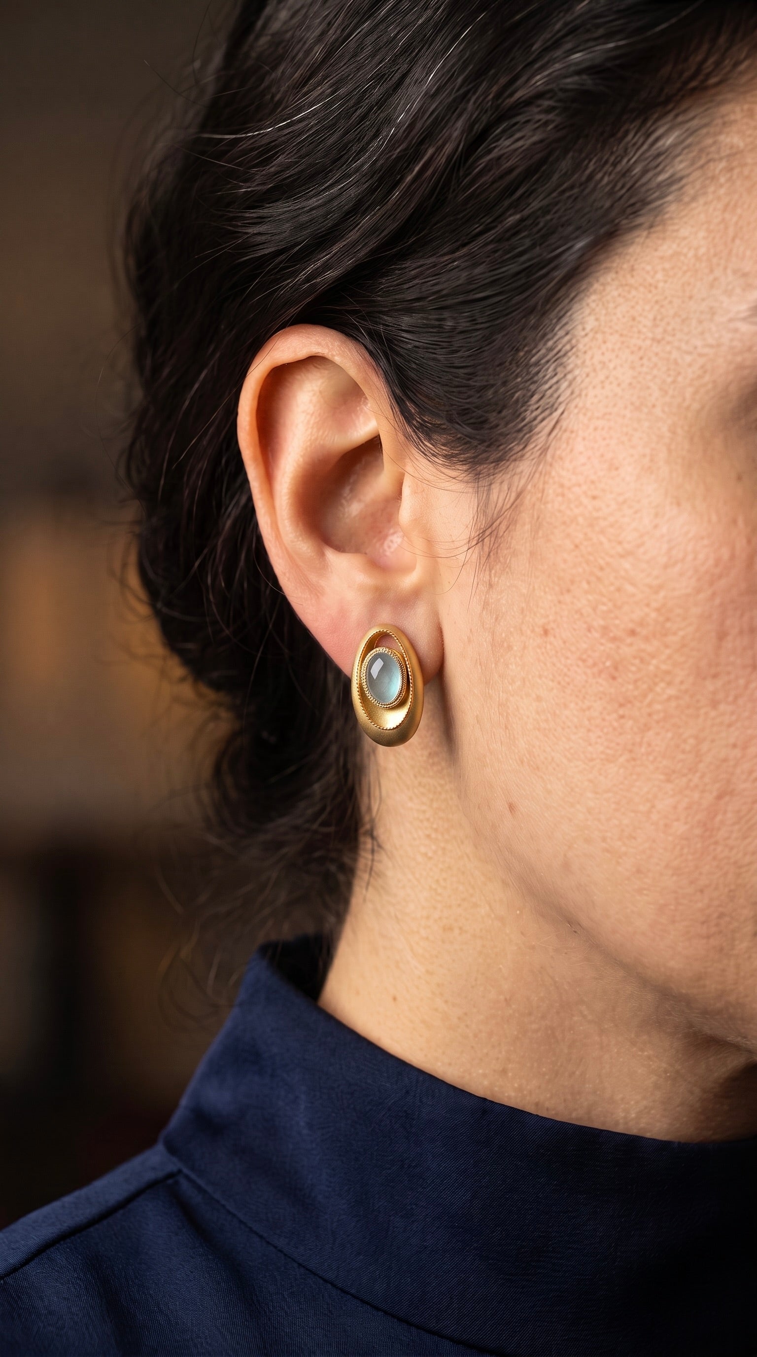 18K Yellow Gold Aquamarine Drop Earring