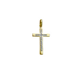 18k Gold Two Tone Diamond Cut Cross Pendant