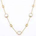 18K Yellow Gold White Mother Pearl Chain Necklace
