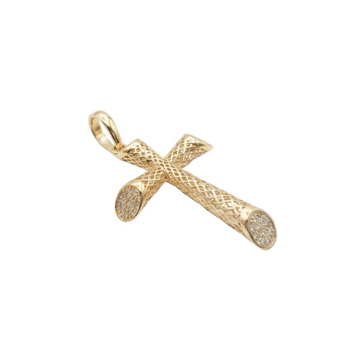 18k Gold Cubic Zirconia Wire Cross Pendant