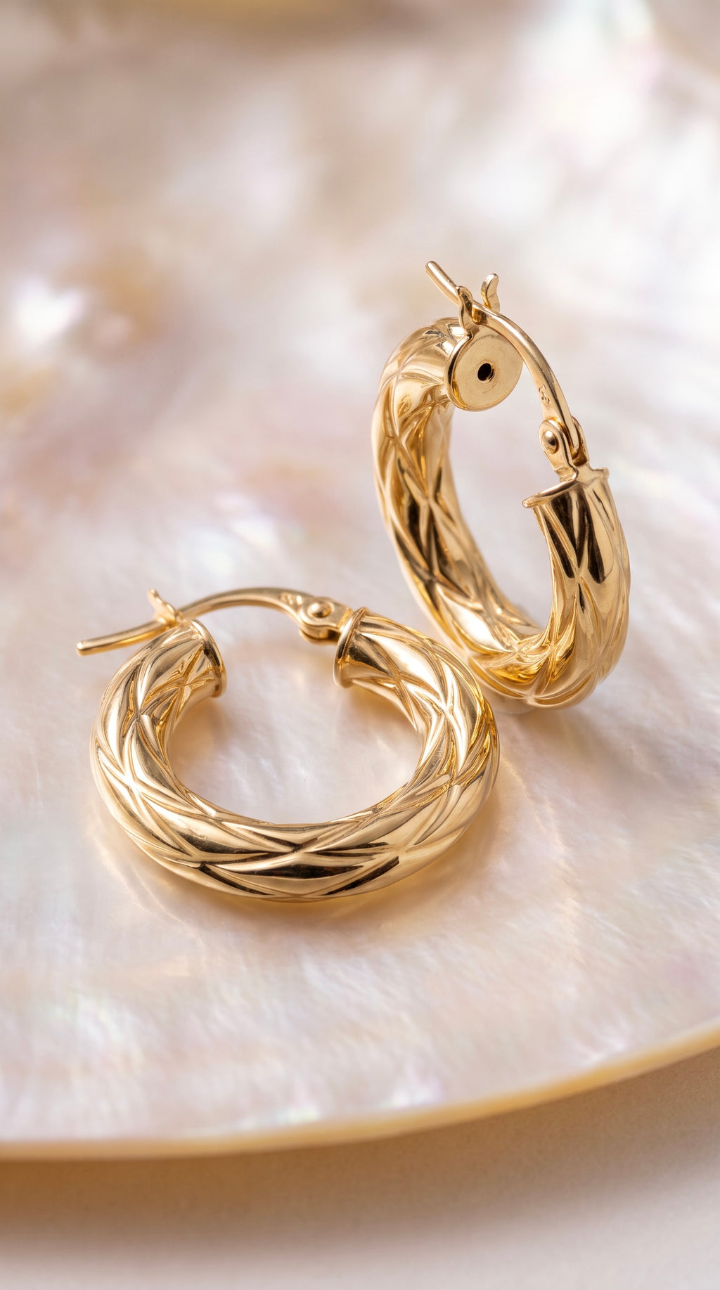 18K Yellow Gold Circle Hoop Earrings