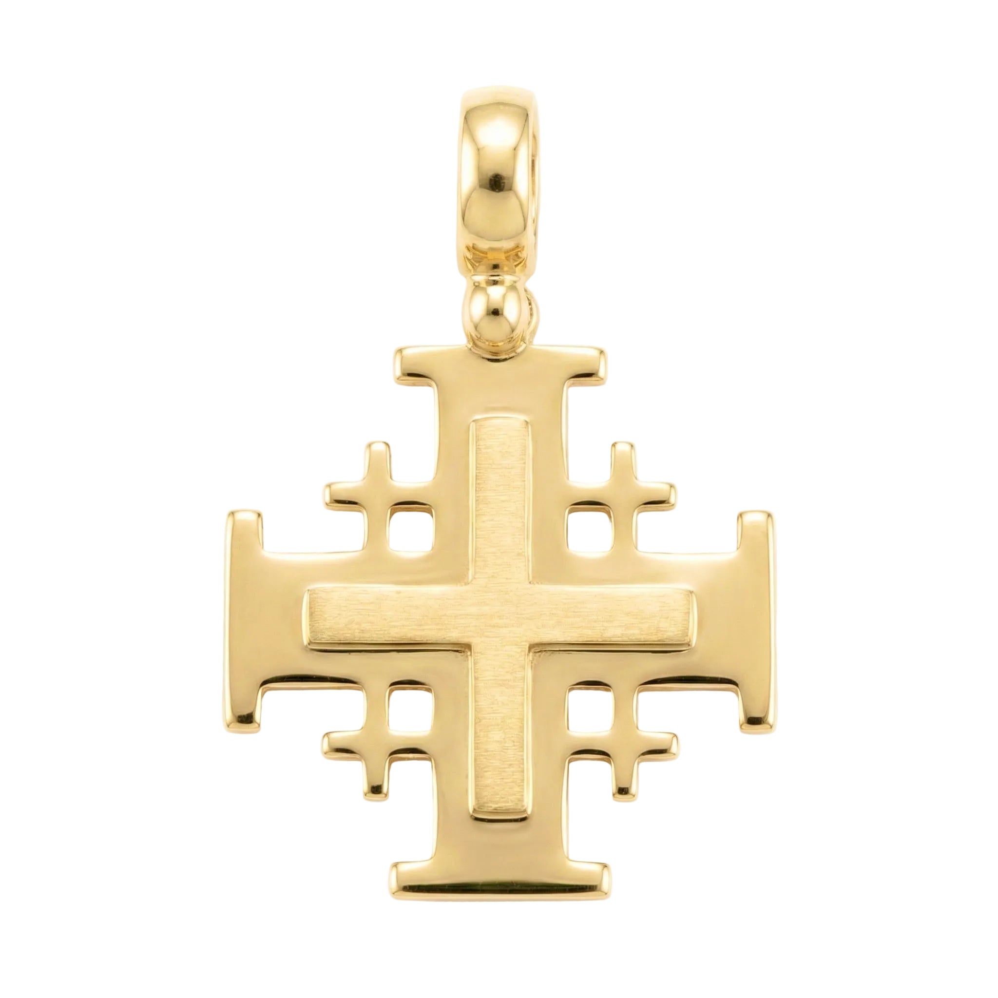 18K Yellow Gold Jerusalem Cross Pendant