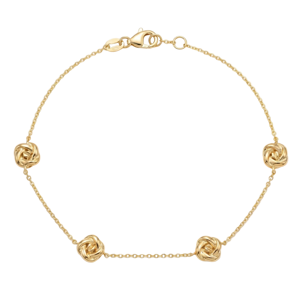 18K Yellow Gold Rose Flower Chain Bracelet
