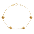 18K Yellow Gold Rose Flower Chain Bracelet