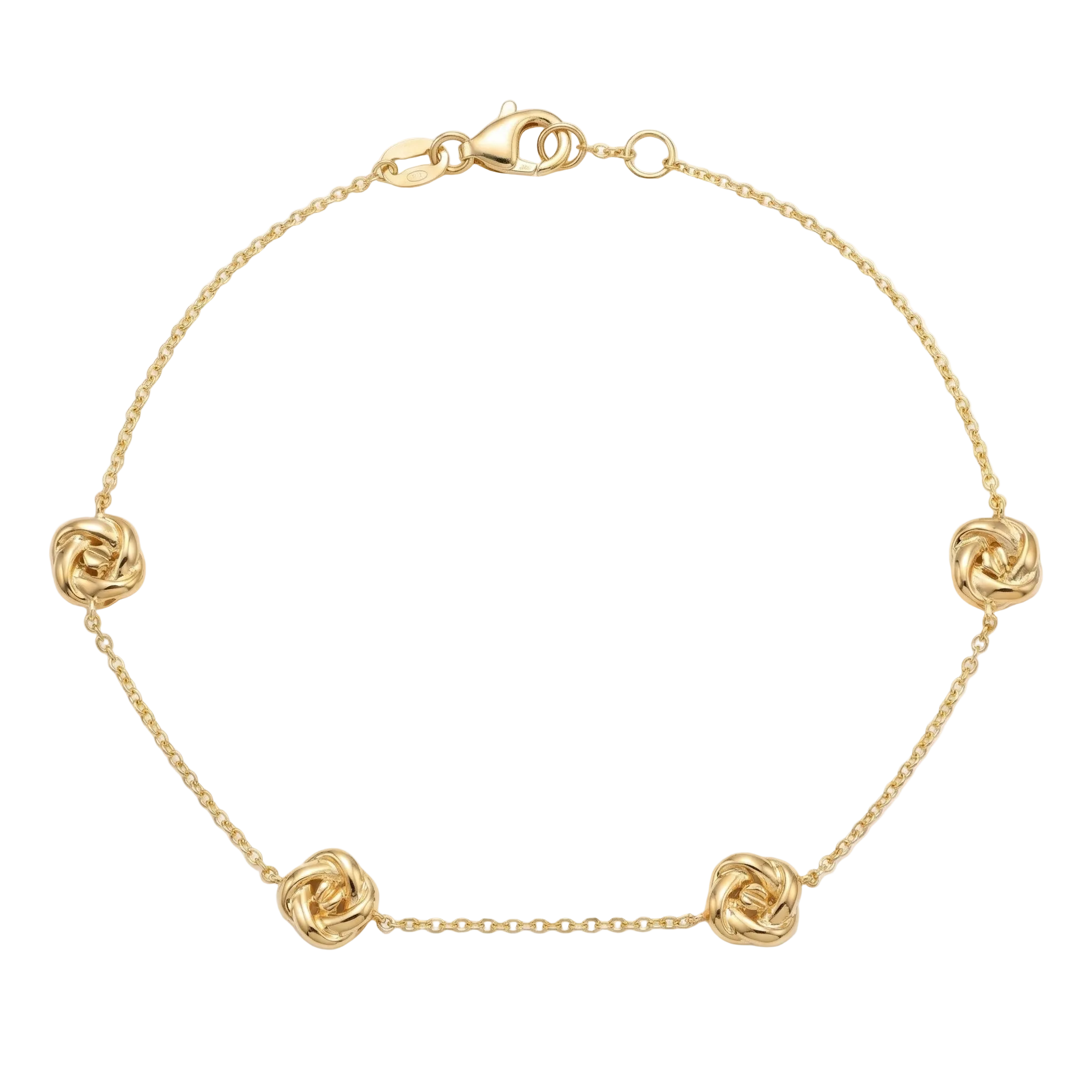 18K Yellow Gold Rose Flower Chain Bracelet