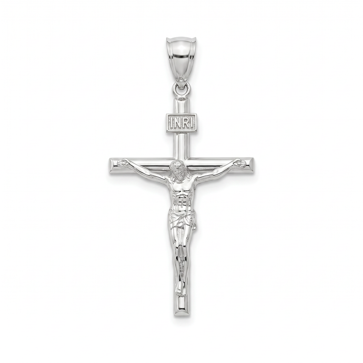18K White Gold Crucifix Pendant