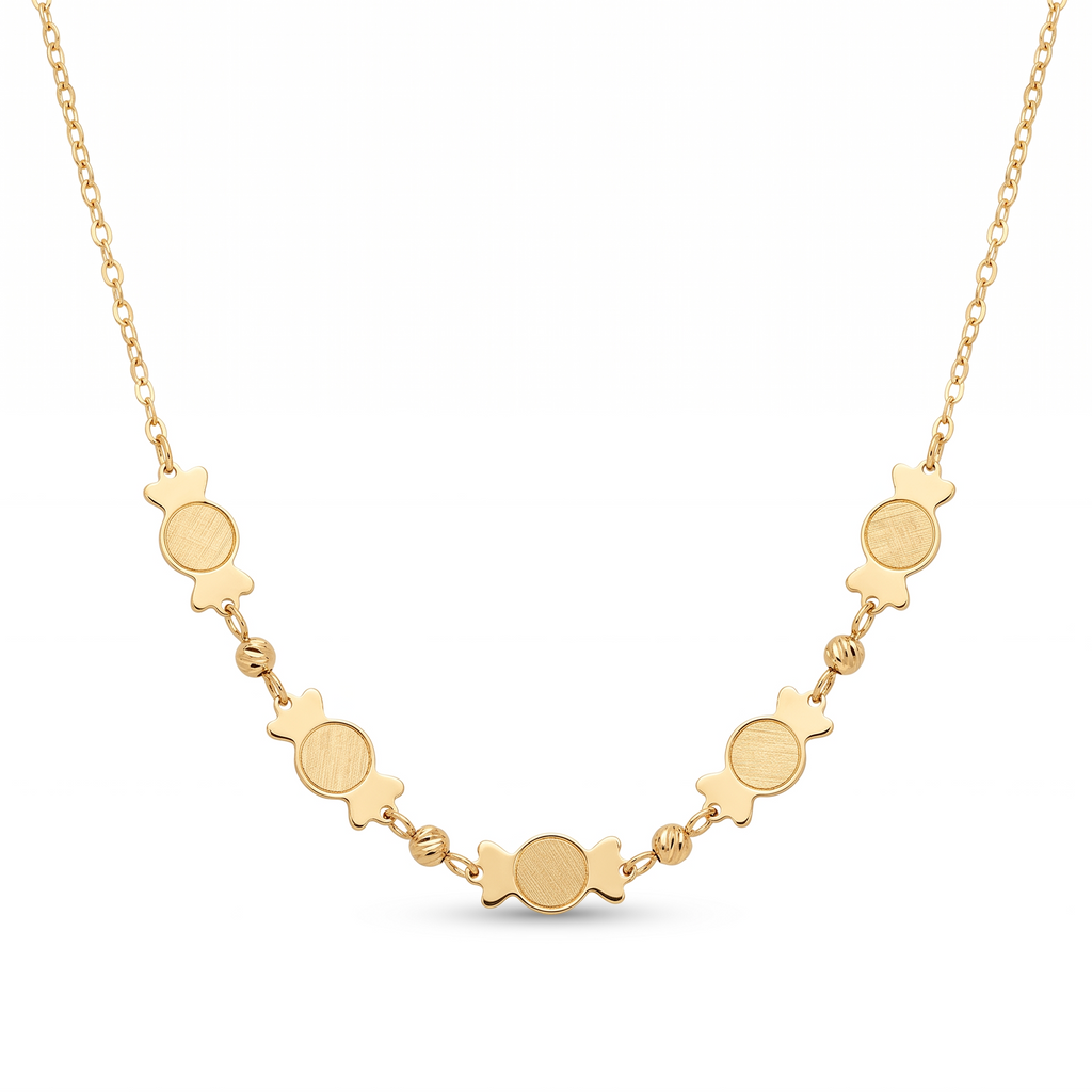 18K Yellow Gold Beaded Candy Necklace