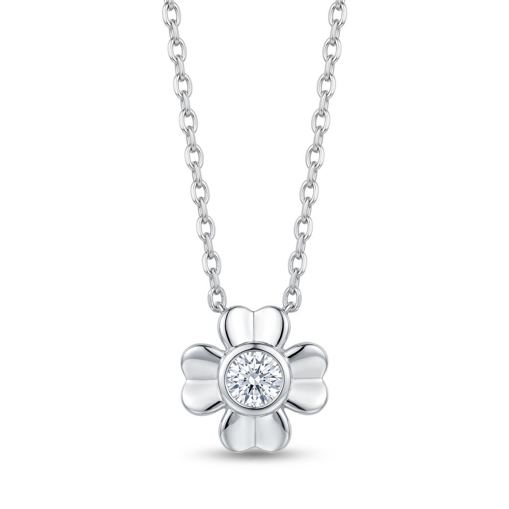 Diamond White Gold Clover Necklace